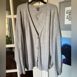 Auden Luxury Collection Gray Knit Boyfriend Cardigan Sweater 4X